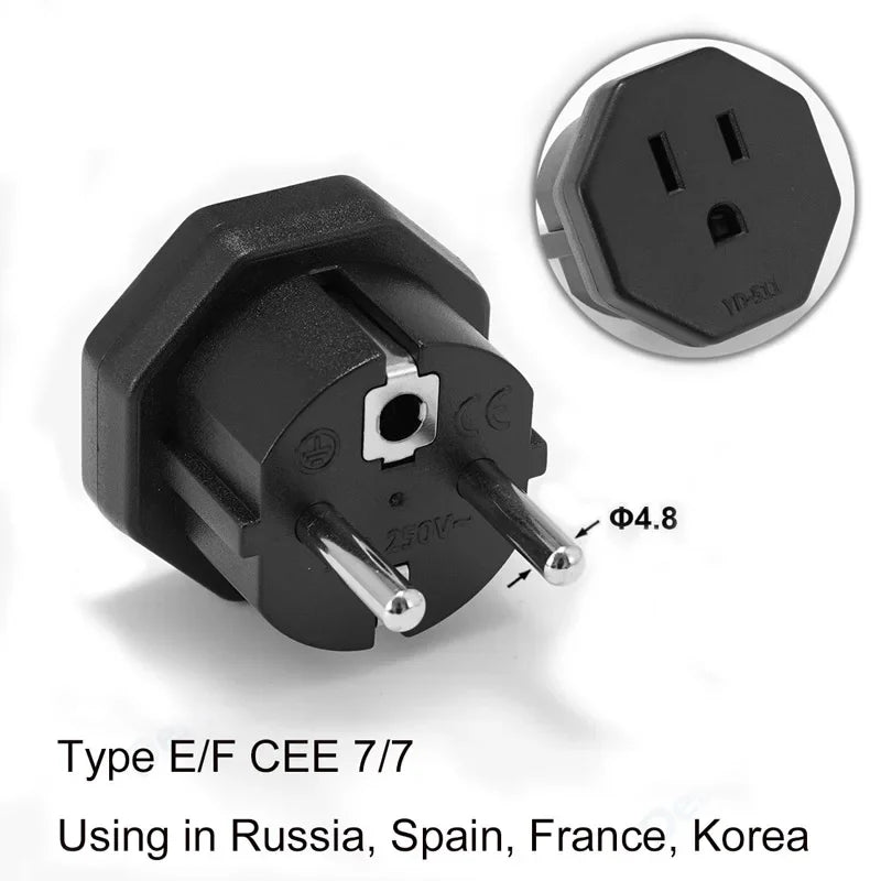 Universal Plug Adapter FR AU UK US To EU Travel Power Adapter  American To European Euro Converter Adapter Wall Electric Socket