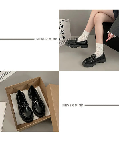 2024Women's Loafers  Spring British Style Slip On Platform Mary Jane Shoes Woman Japanese Jk Uniform Lolita Shoes Women