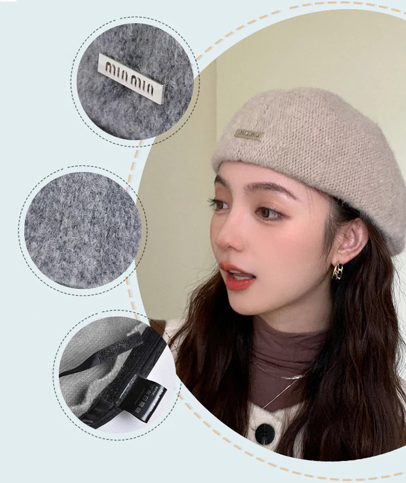 Women Spring Autumn British Style Beret Lady Vintage Flat Cap Winter Keep Warm Knitted Hat All-match Peaked Cap Wholesale New in