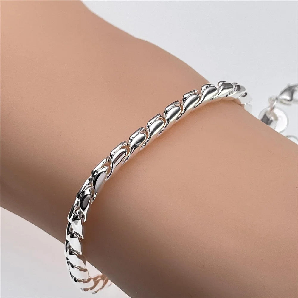 Andara Wholesale 925 Silver Bracelet Elegant Chain High Quality Jewelry For Men&Women Christmas Gifts