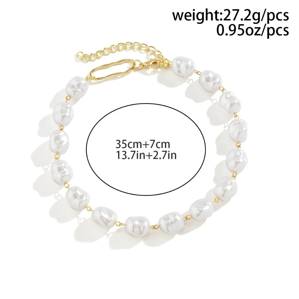 Multilayer Imitation Pearl OT Buckle Pendant Necklace Women Wed Bridal Goth Bead Chain Y2K Accessories Neck Jewelry Decoration