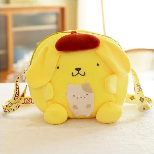 Authorized Polyester Plush Toy Pencil Case - Cute Cartoon Crossbody Shoulder Bag with Hanging Decoration