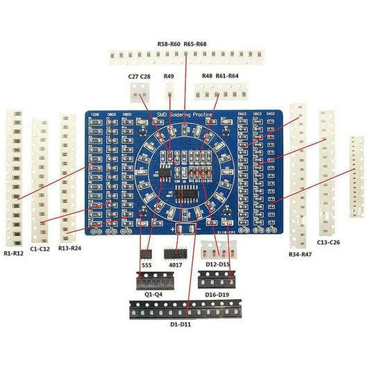 Soldering Practices SMD Circuit Boards LED Electronics SMT Components DIY PCB Kits Project Tools Basic Soldering Kits