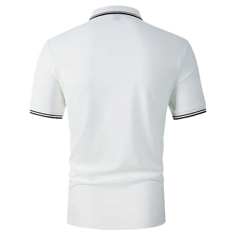 Men Clothes Summer Fashion Short Sleeve Pure Color Polo Shirt 100% Polyester Men Business Casual Lapel Golf Polo Shirt Tops