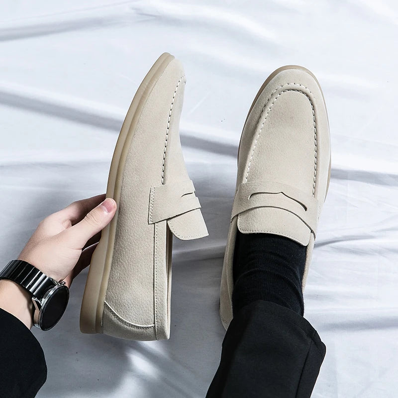 Classic Soft Suede Shoes Penny Men Loafers Slip On Leather Casual Men Shoes Comfort Driving Shoes Men Flats Walking Footwear