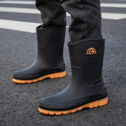 New ，Rain Shoes， Men's ，Non-slip Thick-soled Work Shoes Water Boots Short Rain Boots Fishing Shoes Rubber Shoes Waterproof Shoes