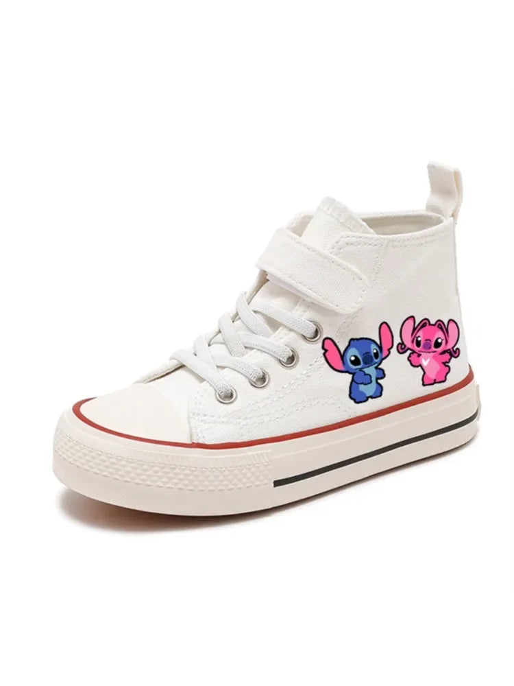 Fashion Girl High-top Lilo Stitch Girl Kid Canvas Shoe Disney Casual Cartoon Sport comfort Shoes Children Print Boy Tennis Shoes