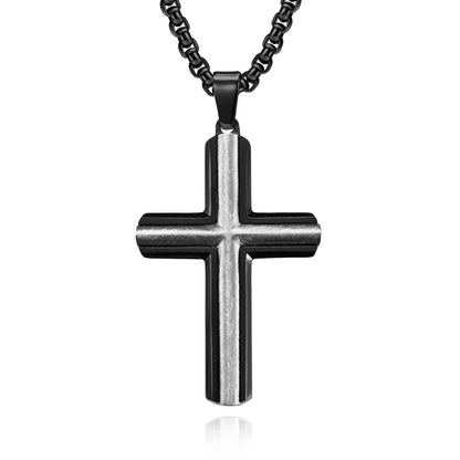 2023 New Stainless Steel Cross Pendant Necklace for Men Boyfriend Charm Link Chain Male Punk Hip-hop Jewelry Dropshipping