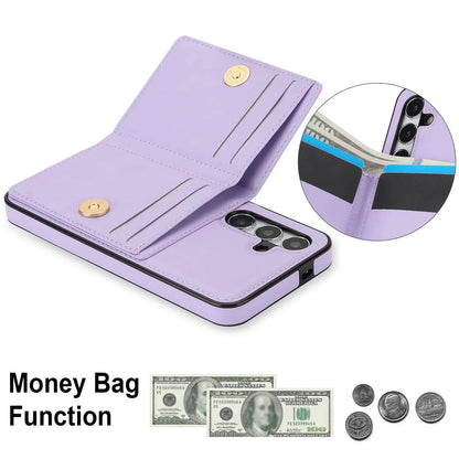 Wallet Case with Card Holder, 360° Rotation Ring Kickstand Magnetic Clasp for Samsung Galaxy A55/A35/A25/A12/A15/A54/A14/A73/A53