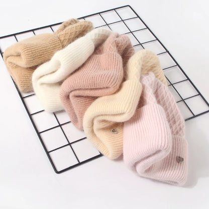 VISROVER 12 Colors Solid Real Cashmere Beanies Winter Hat For Woman Acrylic Hat Woman Autumn Warm Skullies For Man Wholesales