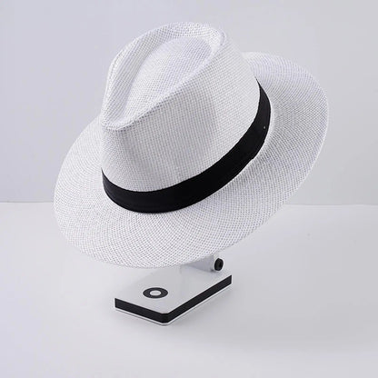 New Natural Panama Straw Hat Unisex Women Men Fashion Summer Casual Trendy Beach Sun Jazz Hat Wide Brim UV Protection Cap