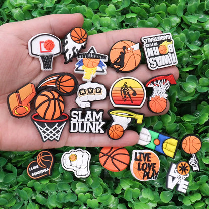 21PCS Basketball Sports Designer Style Shoes Charms Silicone Shoe Accessories Wristband Hole Slipper Decor Kids X-mas Gifts