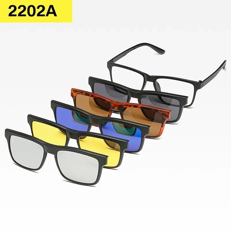 6 In 1 Custom Men Women Polarized Optical Magnetic Sunglasses Clip Magnet Clip on Sunglasses Polaroid Clip on Sun Glasses Frame