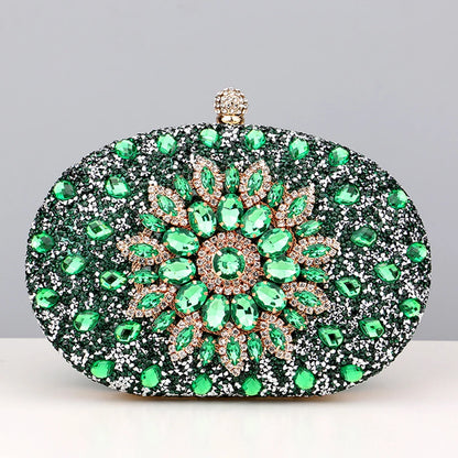 Flower Rhinestones Evening Bags Metal Prom Clutch Diamonds Clutch With Chain Shoulder Handbags Wedding Female Purse