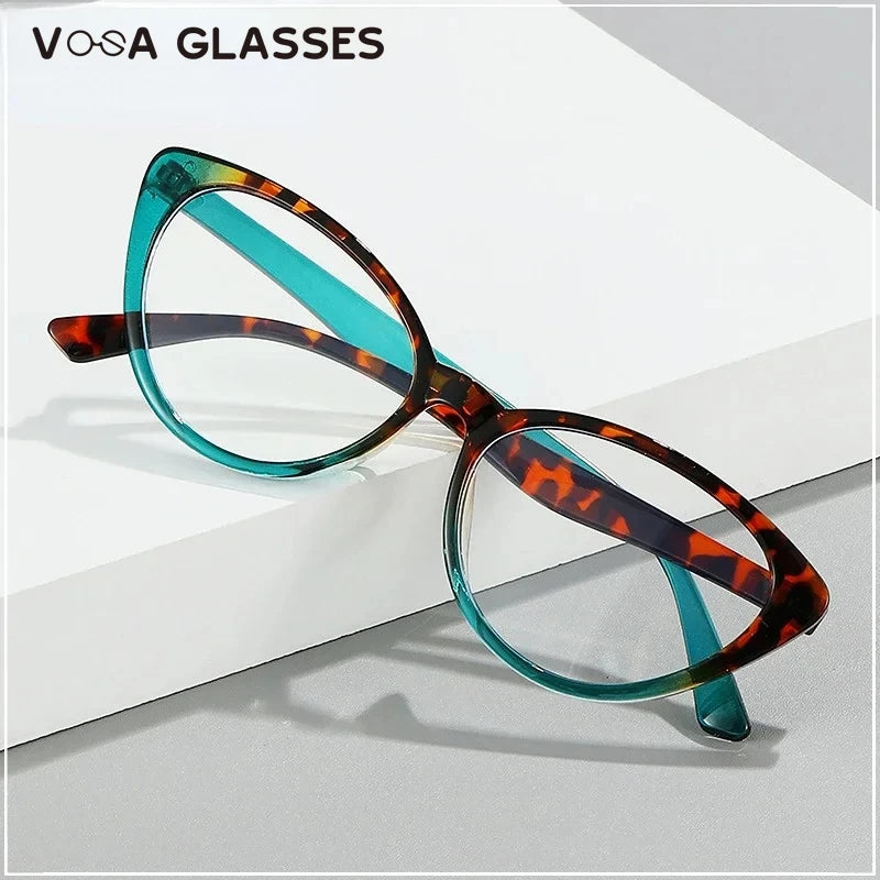 2023 Fashion Sexy Women Cat Eye Reading Glasses Retro Glasses Frame with Prescription Anti Blue Light Lenses Metal Eyewear