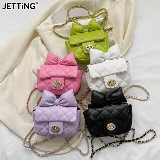 Mini Designer Luxury Shoulder Bag Toddler Princess Baby Girls Pink Bow Handbag Little Girl Cute Crossbody Purse For Women Girls