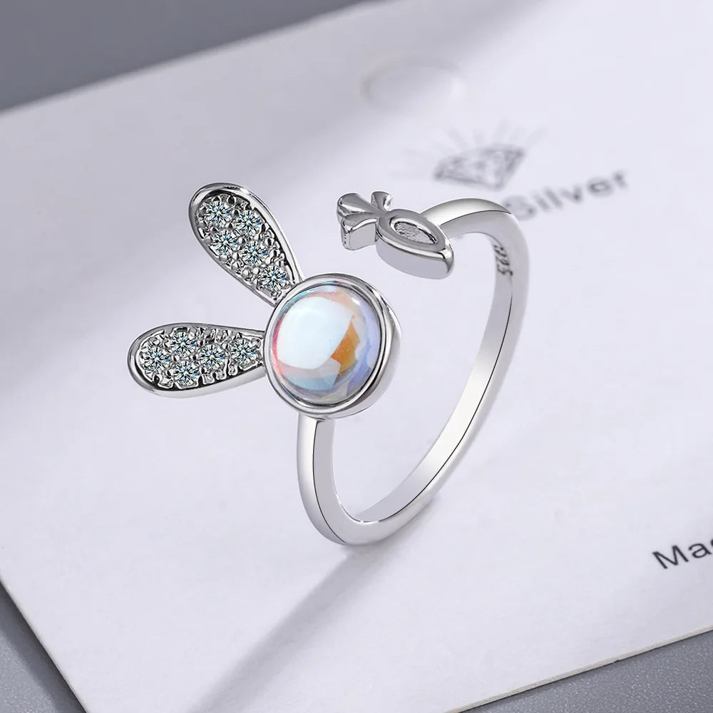 925 Sterling Silver Ring Sparkly Zircon Adjustable Simplicity Fashion Exquisite Women Jewelry Accessories Wedding Party Gift