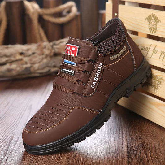 Men's Winter Solid Lace-up Snow Boots Man Safety Shoes Men for Work Warm Ankle Boots Male Hot Sale Outdoor Casual Country Shoes