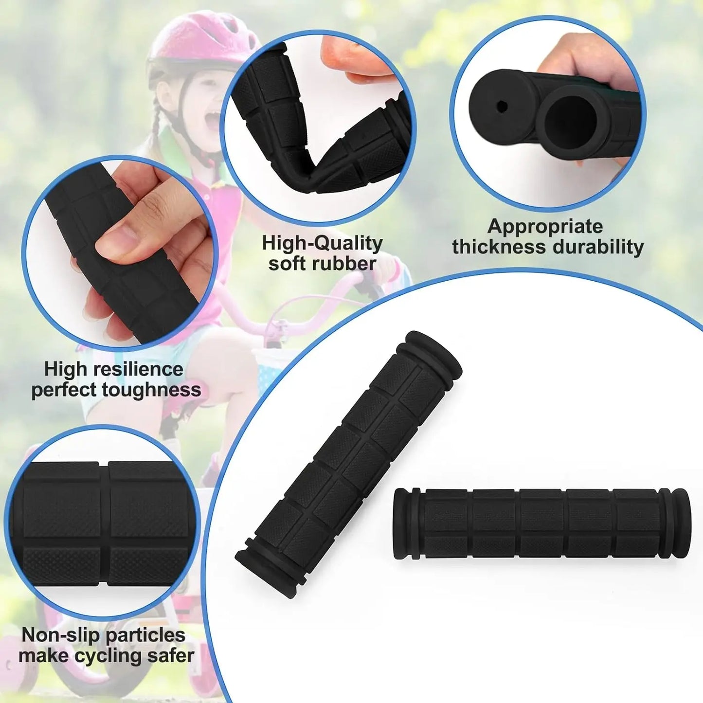 Bike Handlebar Grips, Bicycle Grips for Kids Girls Boys, Non-Slip Rubber Mushroom Grips for Scooter Cruiser Seadoo Tricycle Whee