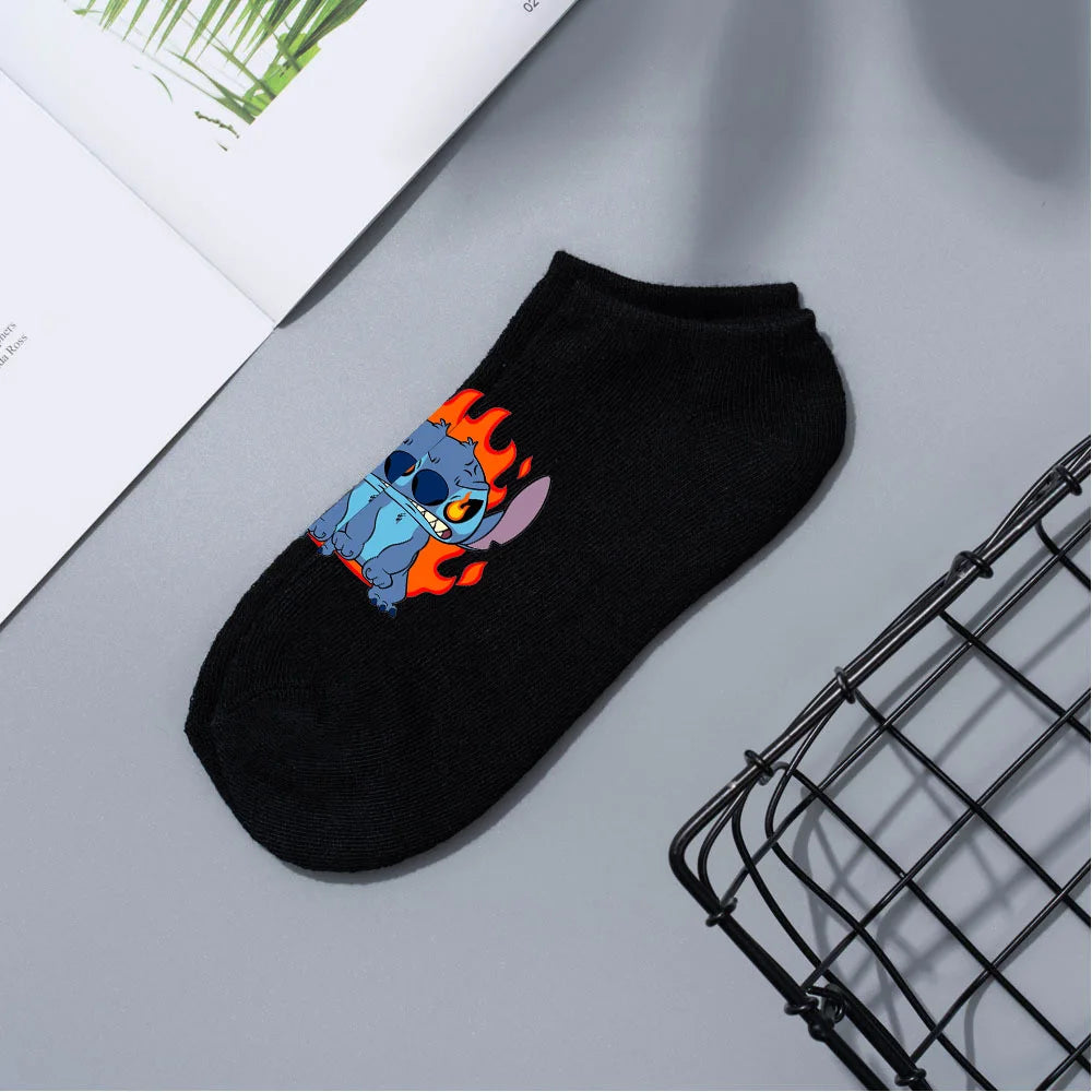 Anime Disney Lilo & Stitch Short Socks Cartoon Boat Socks Spring Summer Breathable Socks for Men and Women Cotton Ankle Socks