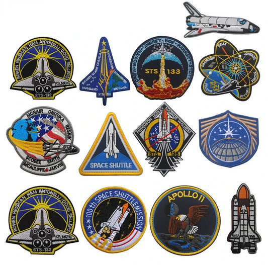 Space Badge Embroidery Hook Loop Patches Astronaut Military Hat Cloth Backpack Armband Stickers Appliques Patches for Clothing