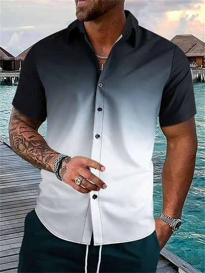 3-color shirt printing summer new men's Hawaiian short-sleeved shirt 2023 men's casual beach shirt men's oversized shirt 5XL