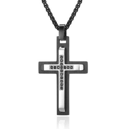 2023 New Stainless Steel Cross Pendant Necklace for Men Boyfriend Charm Link Chain Male Punk Hip-hop Jewelry Dropshipping