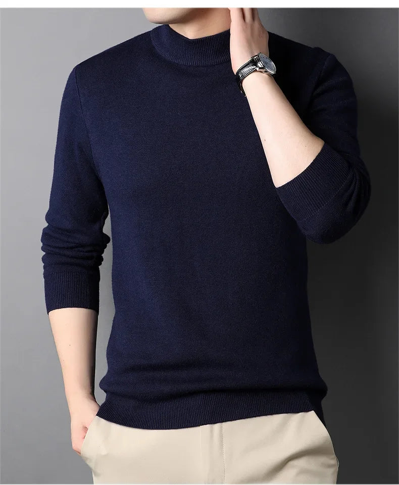 2024 Brand New Men's Cashmere Sweater Half Turtleneck Men Sweaters Knit Pullovers for Male Youth Slim Knitwear Man Sweater