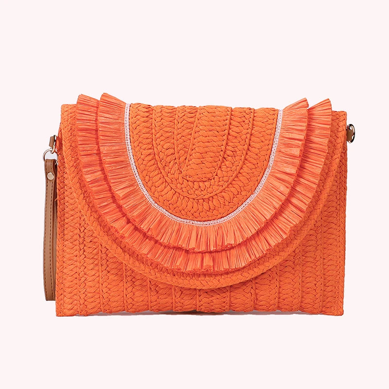 Raffia Straw Weaven Bags Fashion Ladies Wrist Clutches Summer Women Shoulder Crossbody Bags Handmade Handbags Purse Beach Bag