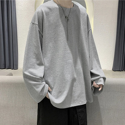 Cotton Oversize  Men's Women T-shirt Man Long sleeves Pure Color Men t shirt T-shirts For Male Female Tops