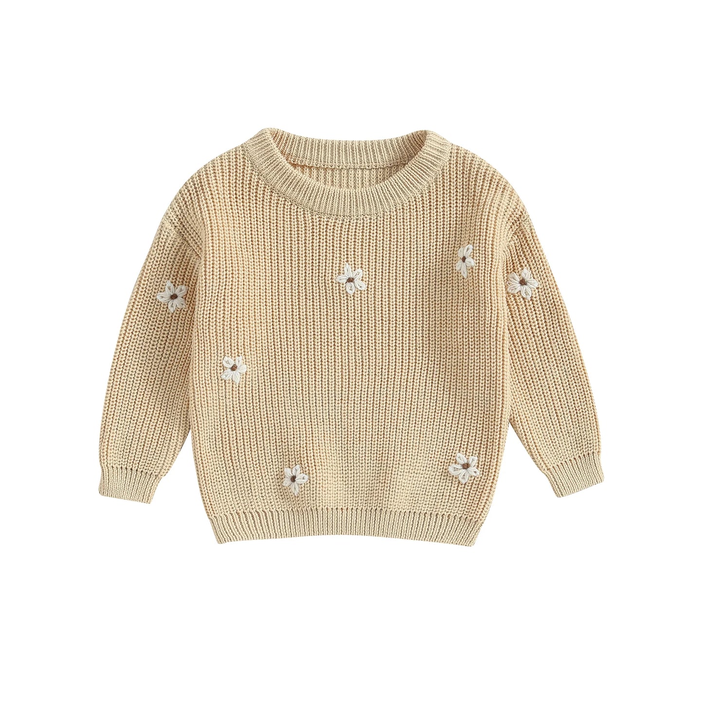 Baby Girl Autumn Fall embroidery Sweater Long Sleeve Crew Neck Flower Winter Warm Knit Pullover Sweater Infant Clothes