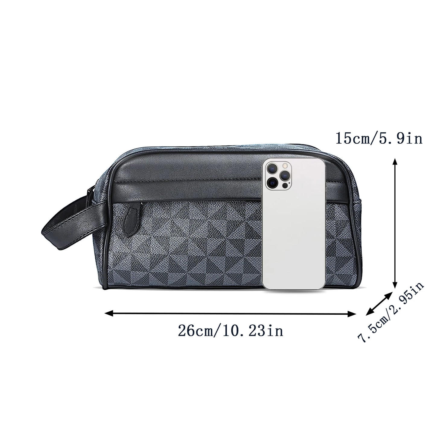 1pc Men's New Fashion Clutch Bag, Large Capacity Casual Wash Bag, PU Simple Vacation Clutch Bag