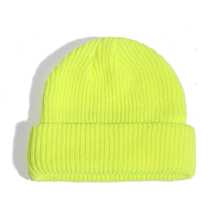 Winter Hats for Unisex New Beanies Knitted Solid Fluorescent  Caps Warmer Casual Beanies Trendy Hat  All-match Multicolor Candy