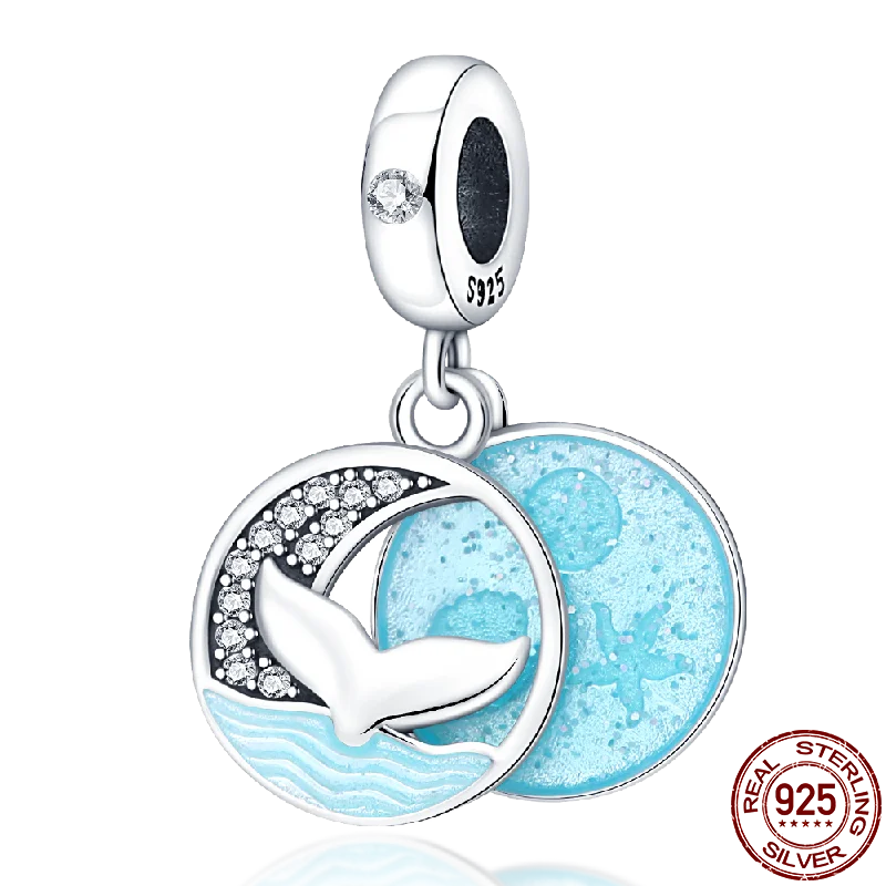 New in S925 Sterling Silver Ocean Collection Charm Will Shine Beads Fit Pand Bracelet DIY Pendant Woman Jewelry 2023 Hot Sale