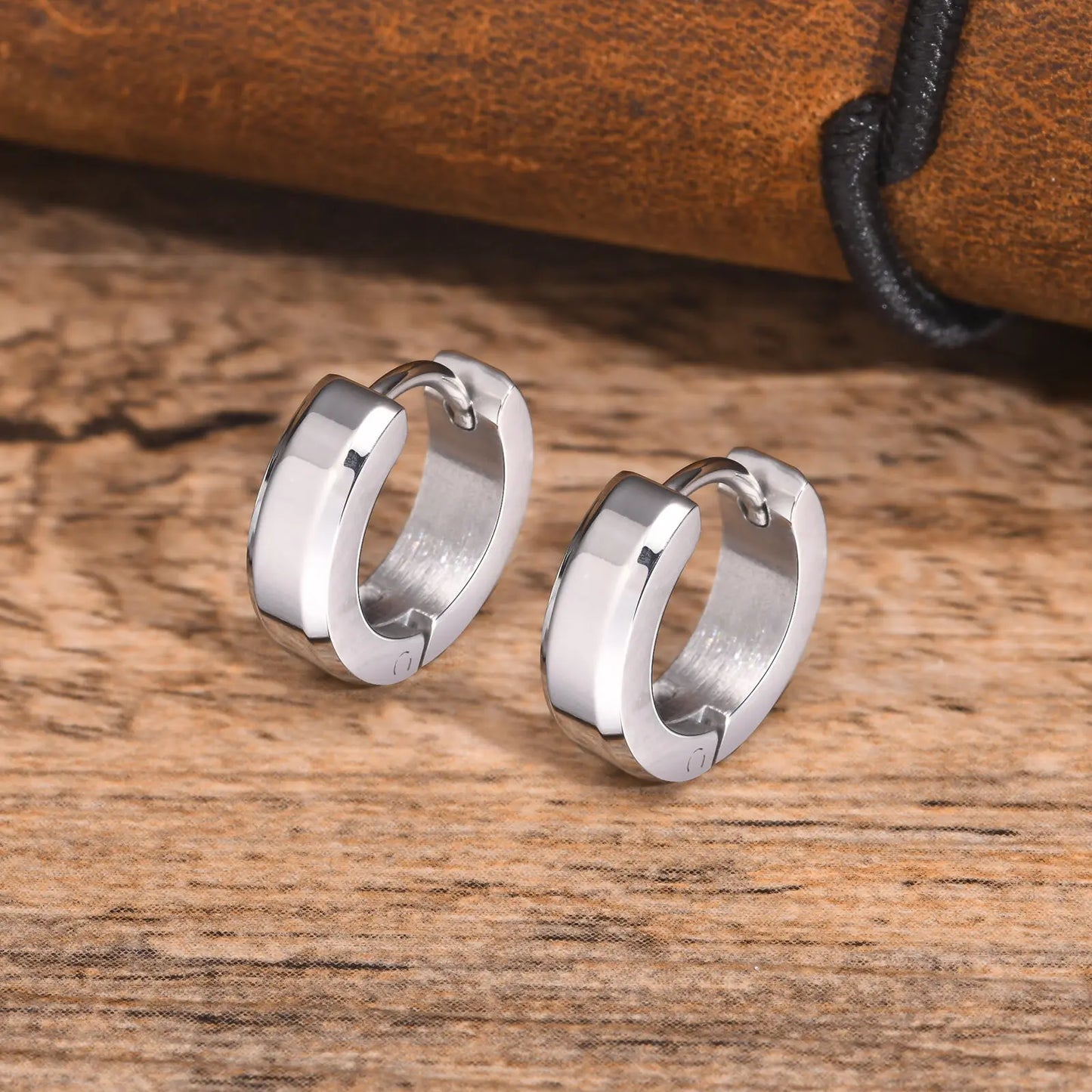 Stainless Steel Hoop Earrings for Men Boys,Circular Round High Polish Huggie Male Earrings,Trendy Hip Hop Cool Jewelry Gift