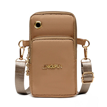 New Arrival Crossbody Phone Purse Bags For Women Solid Color Waterproof Nylon Small Shoulder Bag Multi-Zipper Handbag Clutch