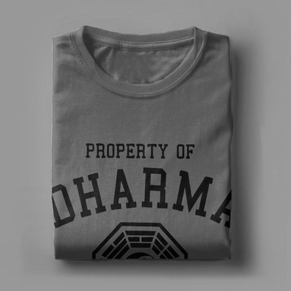 Men's Dharma Initiative T Shirts 1977 Tv Show Lost Cotton Clothes Novelty Short Sleeve Round Collar Tee Shirt Big Size T-Shirt