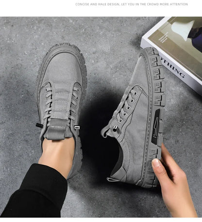 2024 New Men Canvas Shoes Brand Breathable Men Casual Shoes Fashion Comfortable Sneakers Platform Slip on Vulcanized Shoes Male