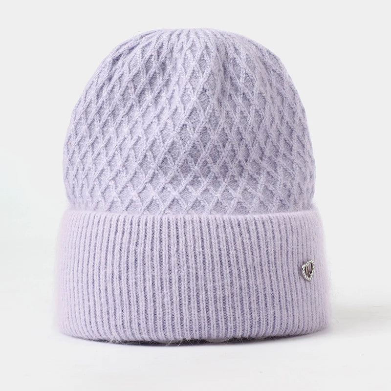 VISROVER 12 Colors Solid Real Cashmere Beanies Winter Hat For Woman Acrylic Hat Woman Autumn Warm Skullies For Man Wholesales