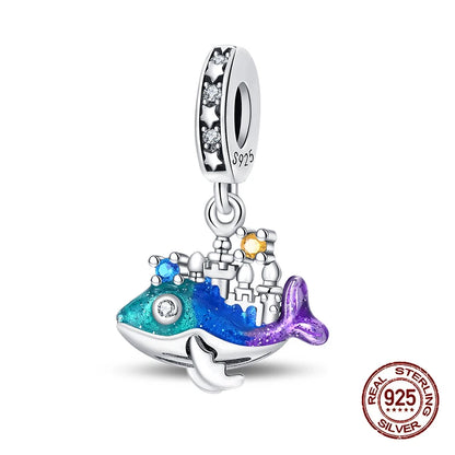 Summer New 925 Sterling Silver Crystal Turtle Coralline Holiday Charms Beads Fit Pandora 925 Original Bracelet Fine DIY Jewelry