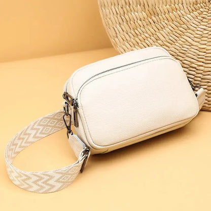 Head Layer Cowhide New Fashionable and Minimalist Lychee Pattern Shoulder Bag with Textured Leather Crossbody Small Square Bag