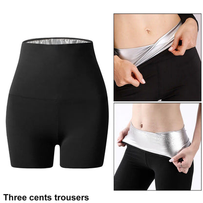 Sauna Slimming Pants Long Waist Trainer Sweat Hot Thermo Weight Loss Women Fat Burner Shorts Compression Leggings Trimmer