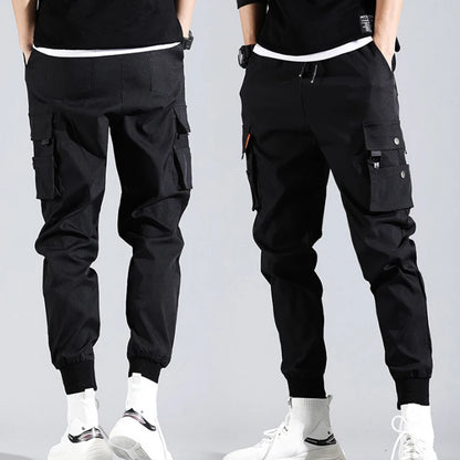 New Joggers Cargo Pants for Men Casual Hip Hop Pocket Male Trousers Sweatpants Streetwear Ribbons Techwear Pants