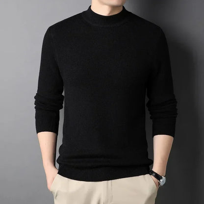 2024 Brand New Men's Cashmere Sweater Half Turtleneck Men Sweaters Knit Pullovers for Male Youth Slim Knitwear Man Sweater