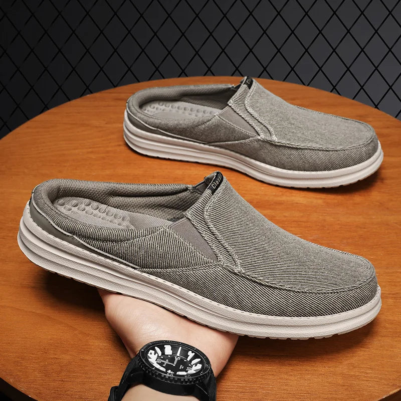 2024 Summer Men's Half Slippers Fashion Men's Flat Bottom Casual Shoes Soft Sole Cloth Shoes Support Shoes Men's Sports Shoes