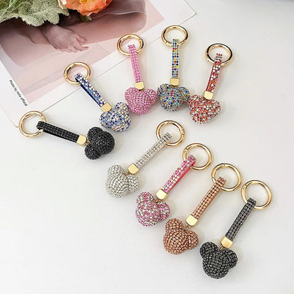 Light Luxury Rhinestone Mickey Head Keychain Crystal Leather Strap Women Bag Pendant Creative Car Keychain Lover Gift for Friend