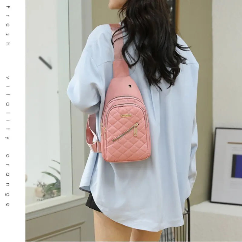 2025 New Korean Style Fashion Crossbody Bag Girls Sports Style Chest Bag Women’s Street Oxford Cloth Simple Versatile Chest Bag