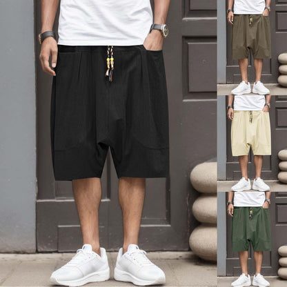 Casual Sweatpants For Men 2023 Summer Autumn Casual Cotton Cropped Pants Loose Low Crotch Harem Pants High Street Sweatpants