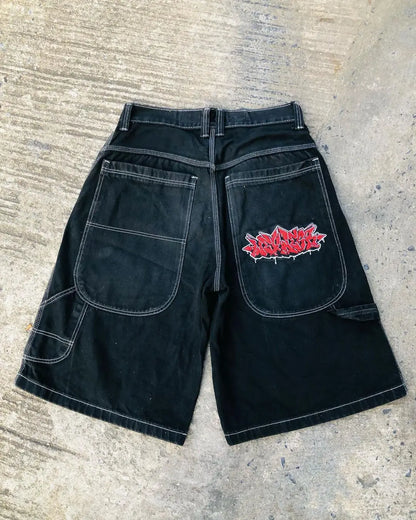 Skateboarding Jeans Denim Shorts 2024 Baggy Harajuku Y2k Wexwear Embroidery Gym Basketball Shorts Men Letter Graphic Streetwear