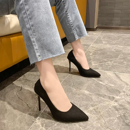 Women Shoes 2024 New Women Pumps Suede High Heels Shoes Fashion Office Stiletto Party Shoes Female Comfort Women Heels